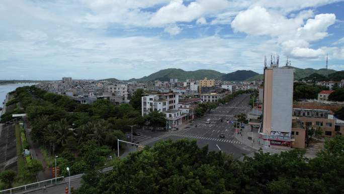 疫情防疫管控下的海南城市街道广场空城航拍