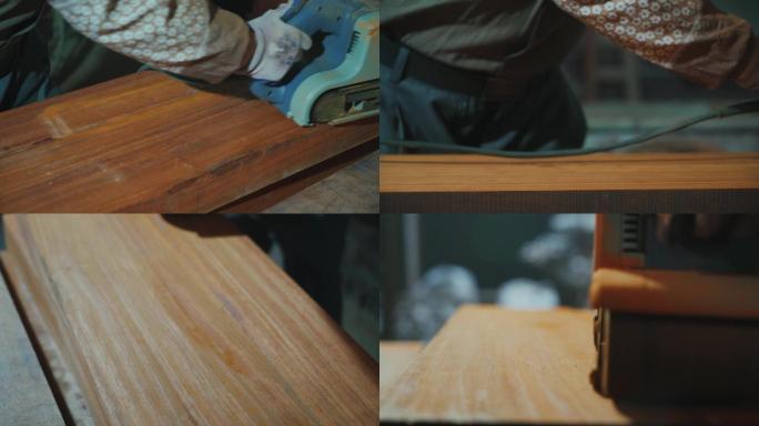 木工打磨木材木料实拍视频