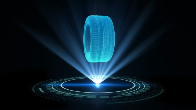 蓝色科技HUD轮胎展示动画透明通道素材