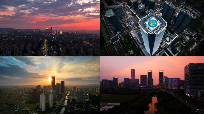 杭州EFC夜景欧美金融中心多角度航拍