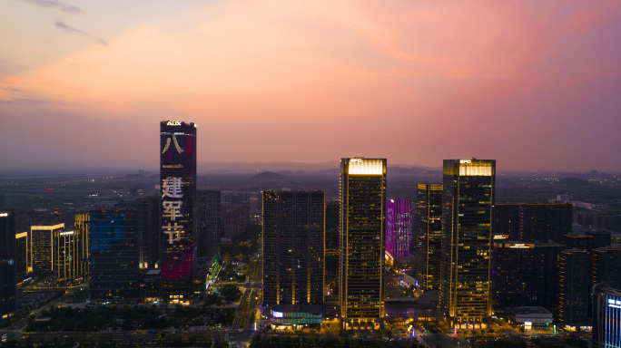 杭州EFC夜景欧美金融中心多角度航拍