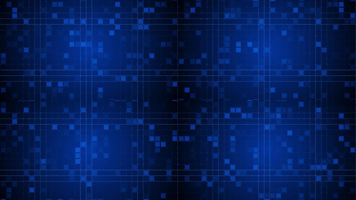 4K蓝色科技网格方块背景无缝循环