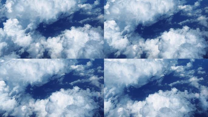 飞机上拍摄高空白云流动景色