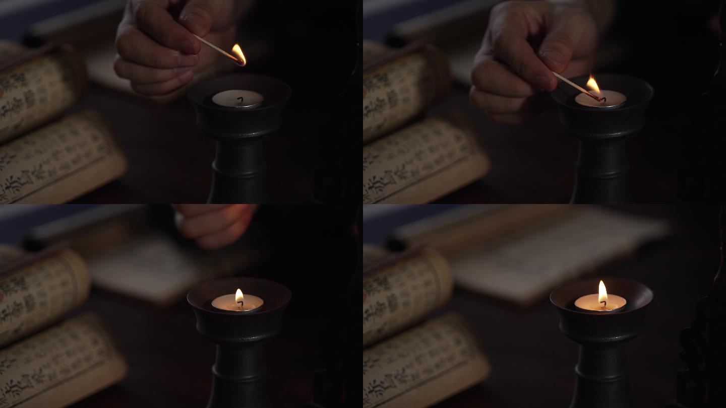 古代文人点蜡烛挑灯夜读