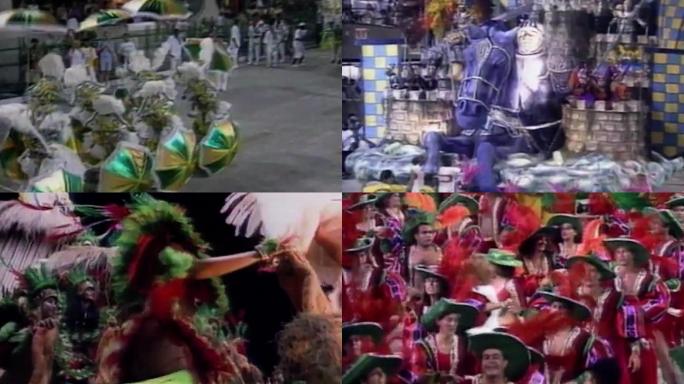 90年代巴西里约热内卢狂欢节热闹人群