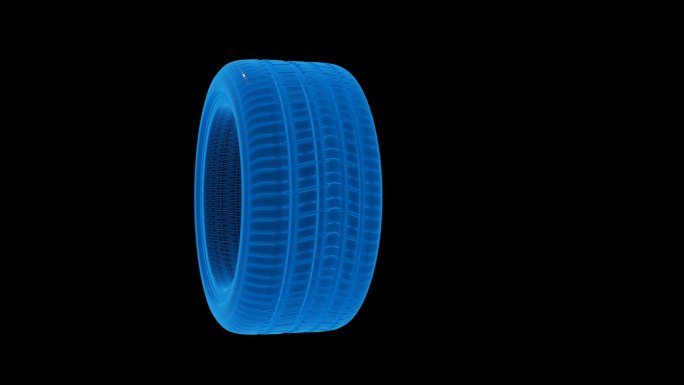 蓝色科技线条汽车轮胎透明通道素材