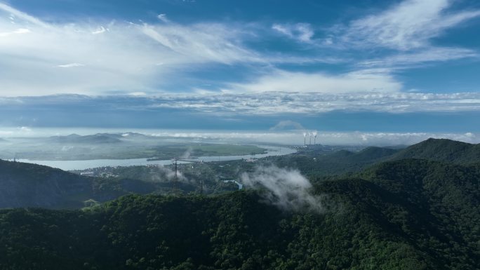 航拍襄阳岘山国家森林公园城市自然风光