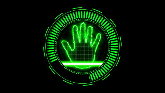 4K高科技手掌印启动按钮扫描通道绿色4