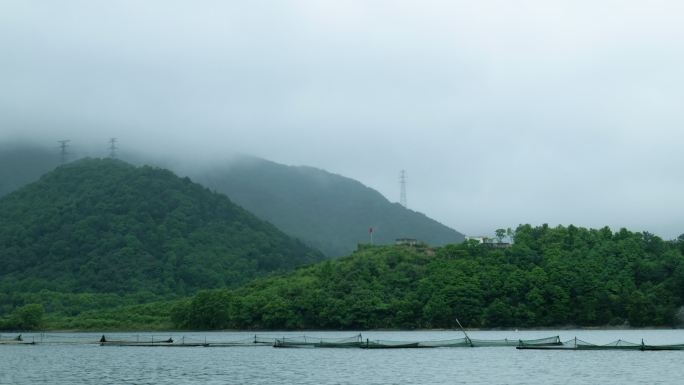 宁波镇海九龙湖雨景