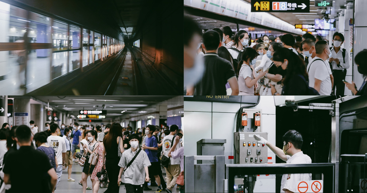 4K城市地铁人流地铁穿梭片头素材