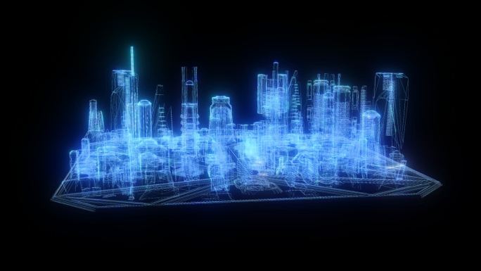 科技全息智慧城市楼盘透明通道素材