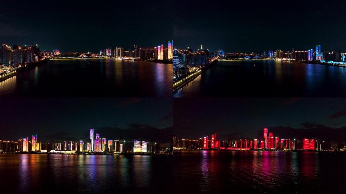 4K长沙湘江沿岸夜景灯光秀2