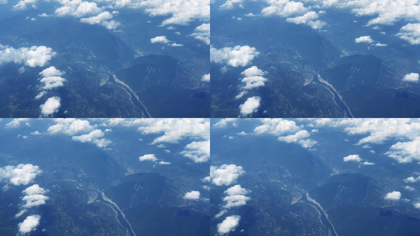 飞机上拍摄高空白云流动景色