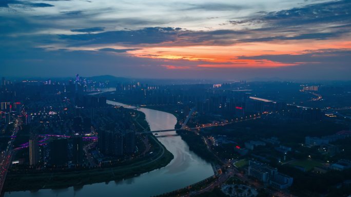 夕阳中的浏阳河