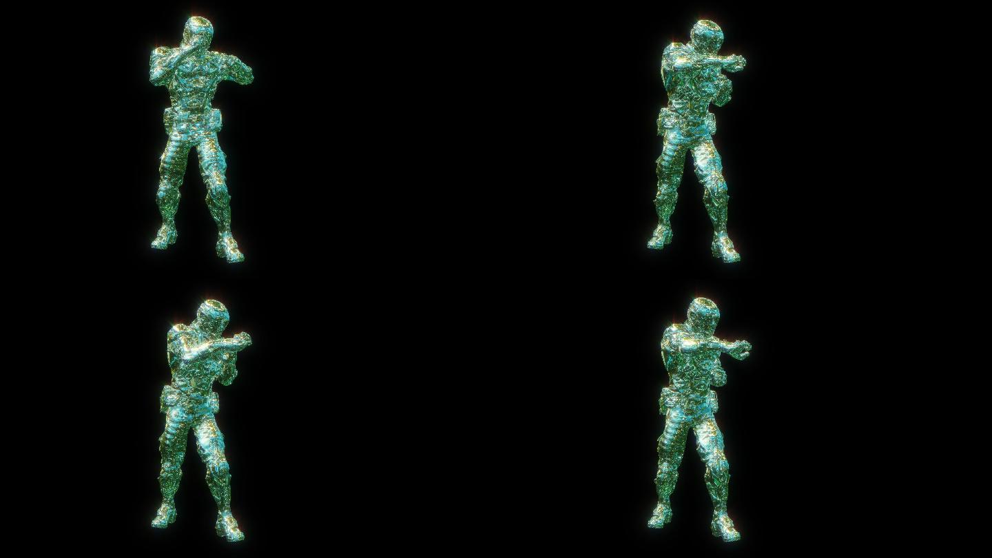 赛博朋克元宇宙机甲战士格斗透明通道素材