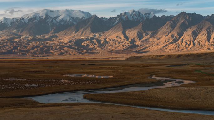 新疆宣传片塔县塔合曼湿地日落延时摄影