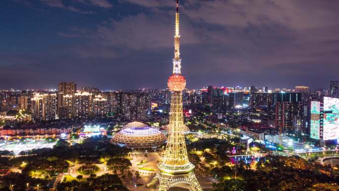 佛山电视塔夜景延时