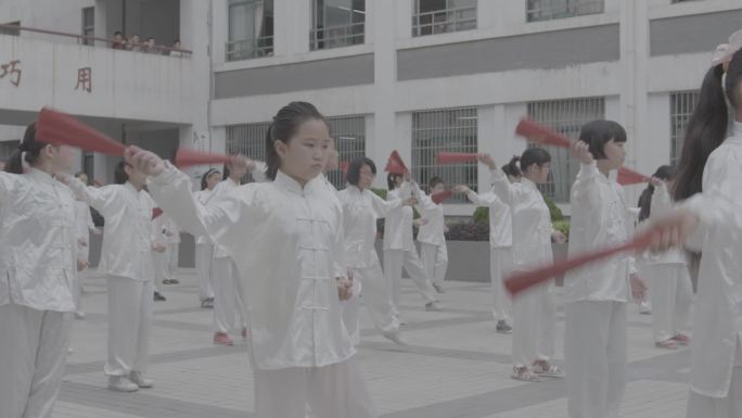 少年宫太极扇腰鼓表演