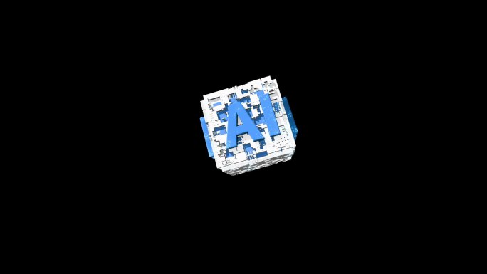 AI智能方块旋转科技感透明底AE模板素材