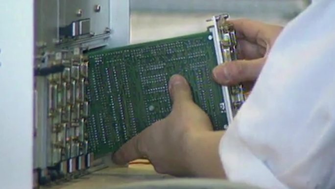 90年代电子厂微芯片电路生产制造业工业