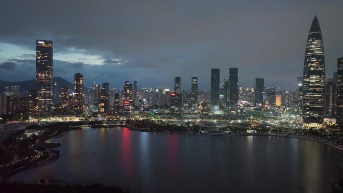 深圳湾人才公园夜景航拍