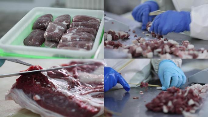 工厂羊肉串制作过程