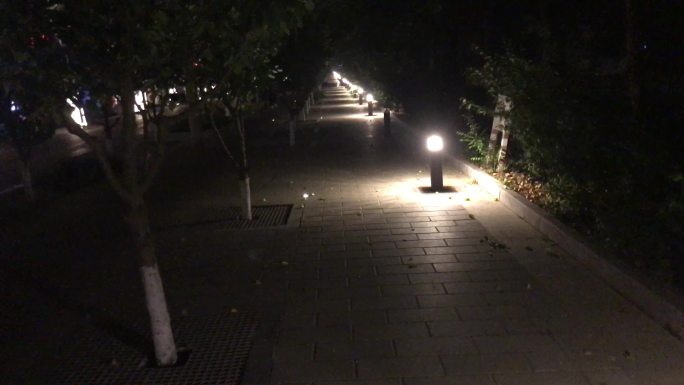 夜晚 走道 地灯