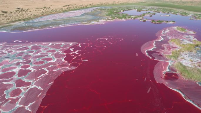 阿拉善红色湖泊地球心脏航拍