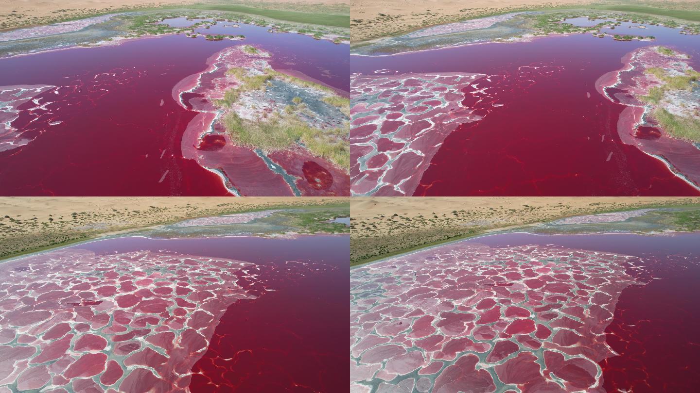 阿拉善红色湖泊地球心脏航拍