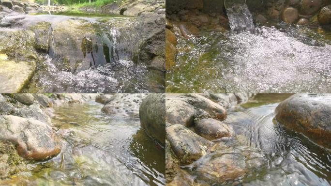 夏天自然唯美小溪溪水流淌风光4K实拍