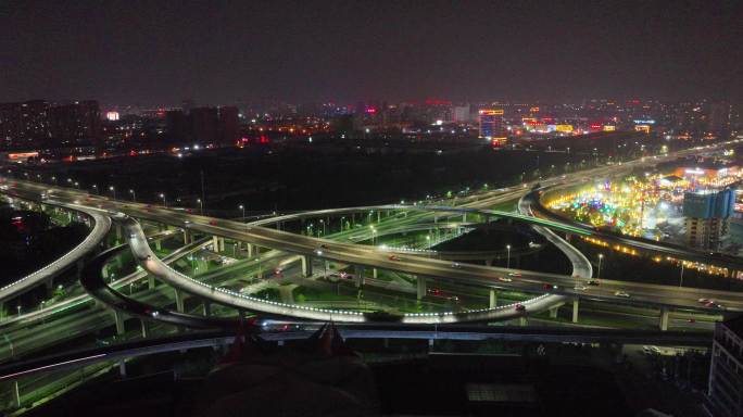 临沂双岭路立交夜景航拍