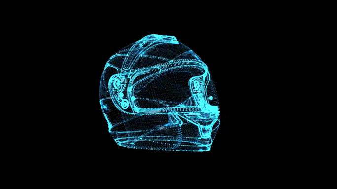 蓝色全息科技感粒子线框头盔素材带通道
