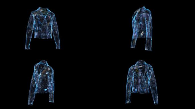 科技全息女士机车夹克展示透明通道素材