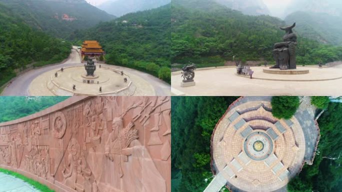 神农山神农雕塑山顶航拍