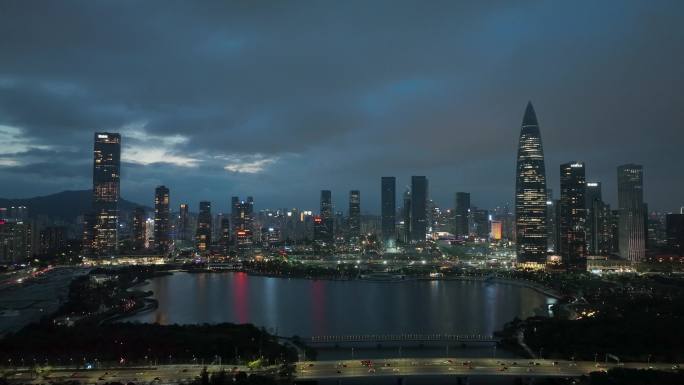 深圳湾人才公园夜景航拍