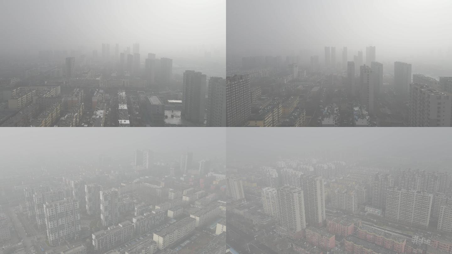 大雾霾城市航拍