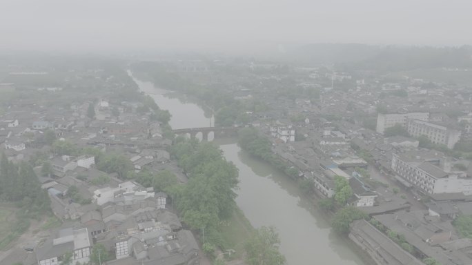 烟雨朦胧古镇风景