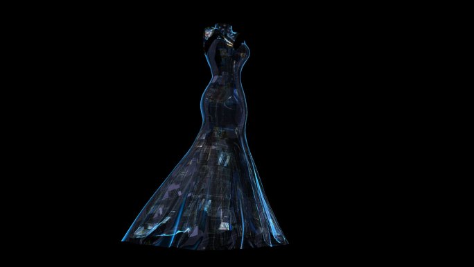 科技全息女士礼服展示透明通道素材