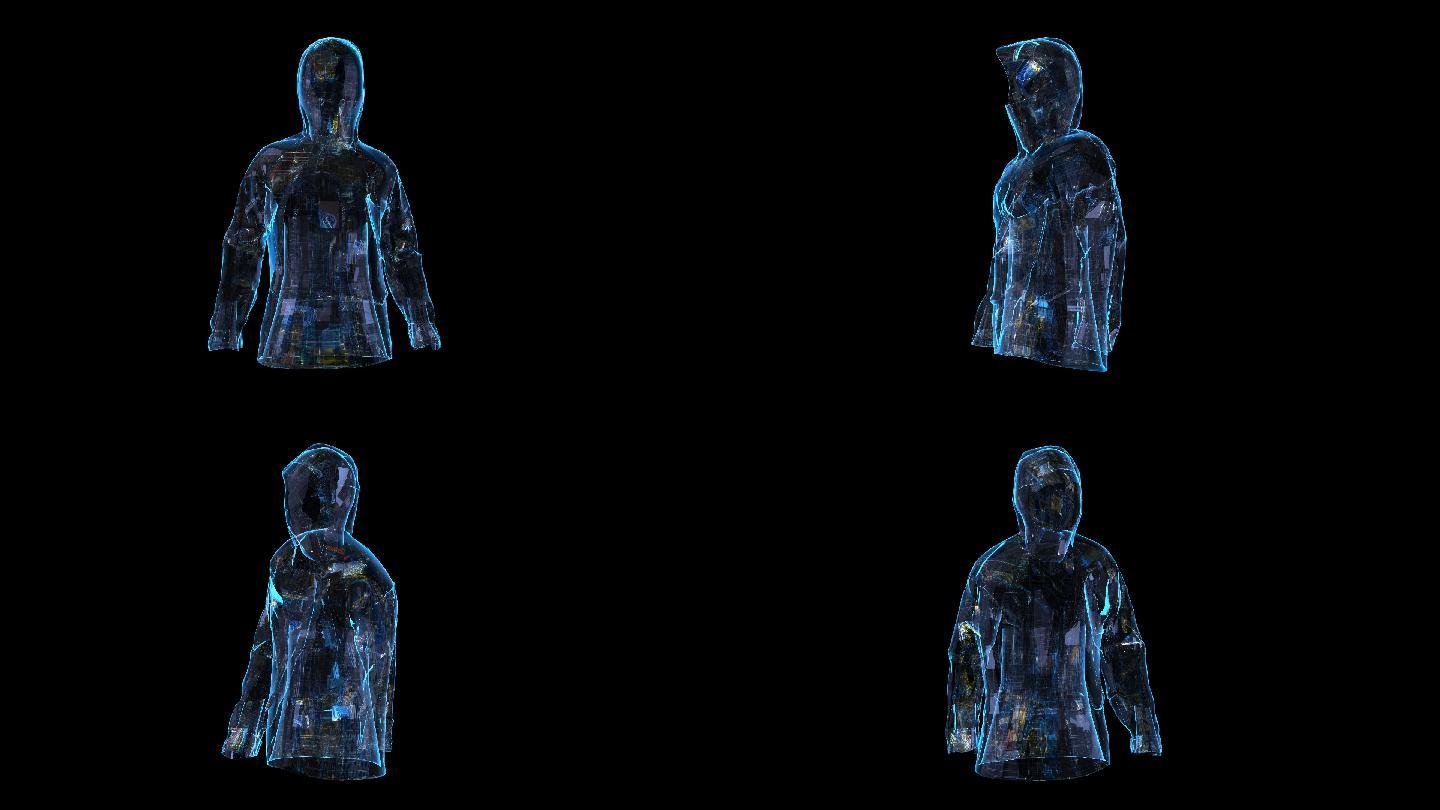 科技全息冲锋衣外套展示透明通道素材