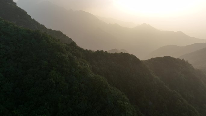 秦岭日落嘉午台日落航拍绿水青山金山银山