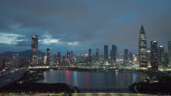 深圳湾人才公园夜景航拍