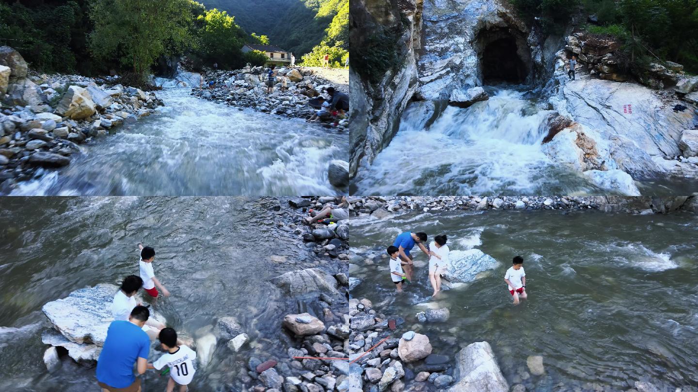 二仙桥村的洞口河流遛娃玩水之地