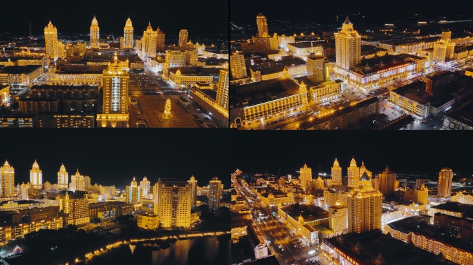 满洲里城市宣传片夜景航拍4K