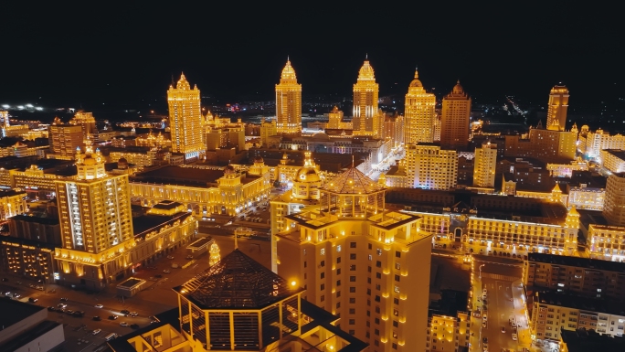 满洲里城市宣传片夜景航拍4K