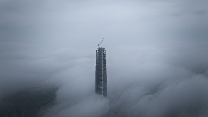 天津航拍117中银大厦平流雾4K