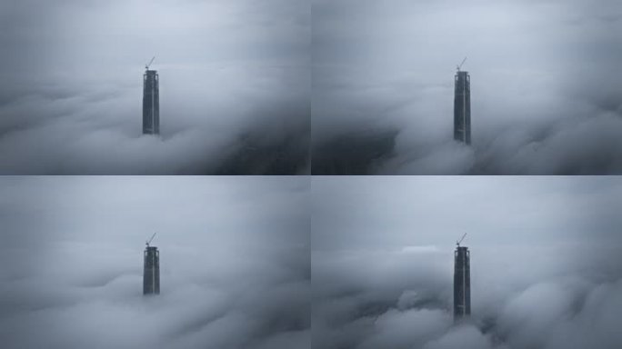 天津航拍117中银大厦平流雾4K