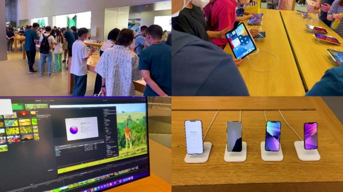 苹果体验店游客体验选购空镜4K实拍