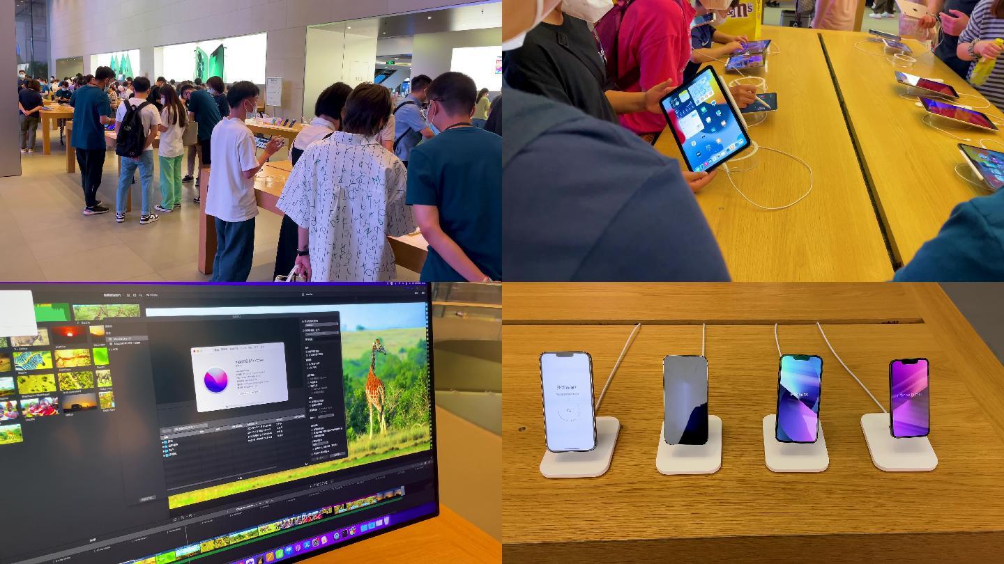 苹果体验店游客体验选购空镜4K实拍