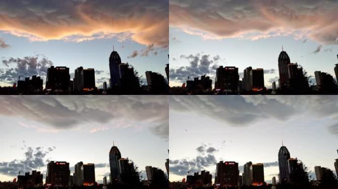 西宁市中心广场黄河路地标建筑天空延时摄影