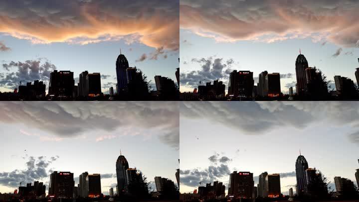 西宁市中心广场黄河路地标建筑天空延时摄影